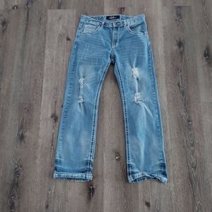 True Luck Straight Leg Distressed Jeans 30/30